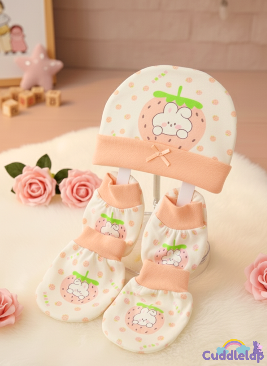 orange mitten,cap&bootie set orange mitten,cap&bootie set